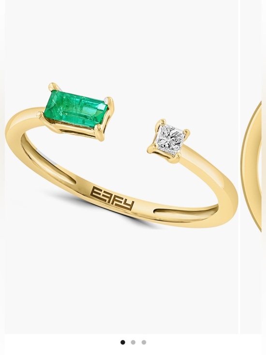 Effy Jewelry - New 14K Gold Ring with Emerald and Diamonds Size 7